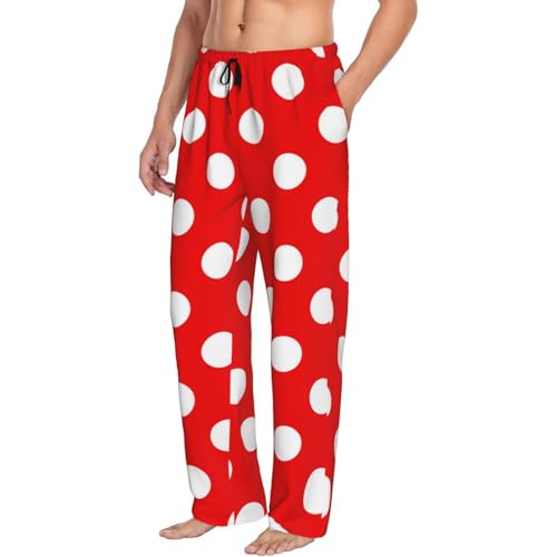Red And White Polka Dot Men'S Pajama Pants Soft Comfort Lounge Pants Sleep Pj Bottoms2