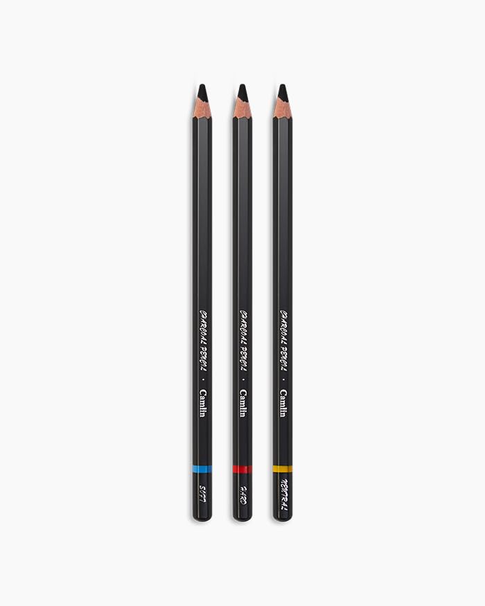 Image of Camel Charcoal Pencil Set | Pack of 3 | Hard, Medium & Soft Grades | Drawing, Sketching & Shading Pencils for Artists
