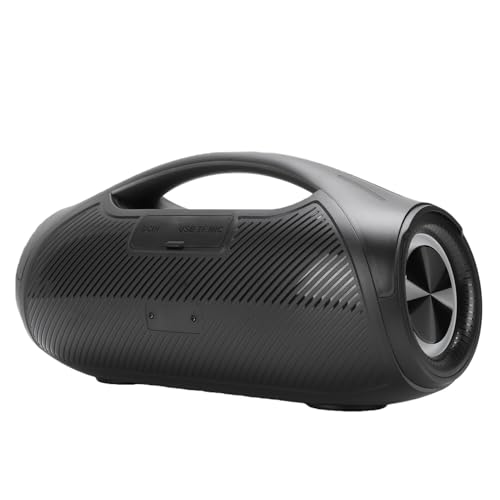 Naroote Altavoz Bluetooth 80 W, Potentes Graves, Inalámbrico Estéreo Emparejamiento Altavoz Exterior con Efectos Luz Dinámicos IPX5 Resistente Al Agua Batería 10000 MAh para Viajes (Solo oradora)