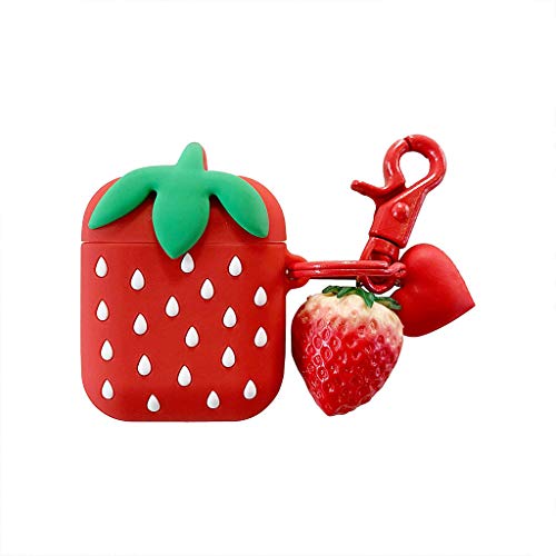 Preisvergleich Produktbild VvXx Fashion Cute Cartoon Strawberry Soft Silicone Protective Cover Shockproof Case Skin for Air pods 1 / 2 Charging Box