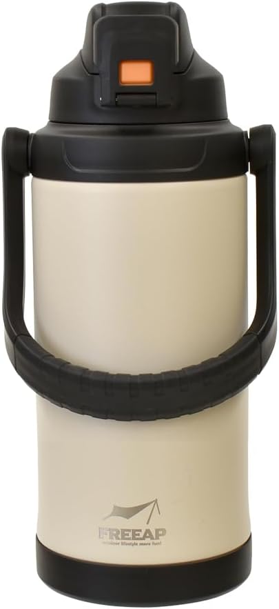 FREEAP K-10884 Insulated Water Bottle, Large Capacity, 2 Liters, Sports Jug, Wide Diameter, Easy to Clean, Outdoor Activities