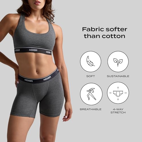 Image of Woxer Boxer Shorts for Women - 5 inch Baller Boy Shorts Underwear, Soft Modal, Chafe Free - Breathable & Moisture-Wicking