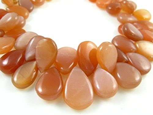 Pierre de lune pêche naturelle en briolette lisse poire de 219 carats pour collier