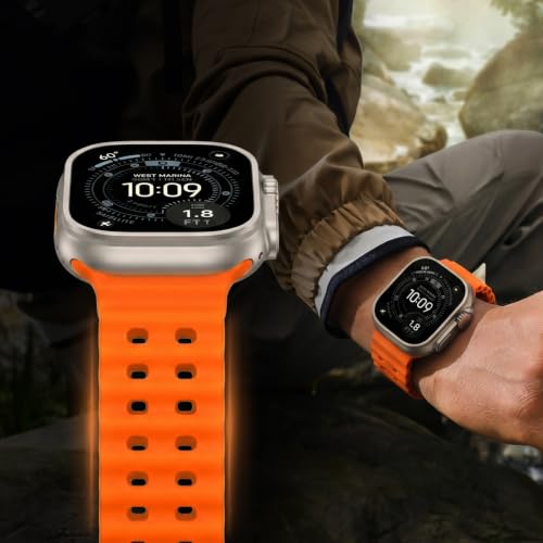Image of Ocean Band Compatible with Apple Watch Strap 49mm 46mm 45mm 44mm 40mm 41mm 42mm Silicone Replacement Band for Series 12 11 10 9 8 7 6 5 4 SE Ultra 3 Strap