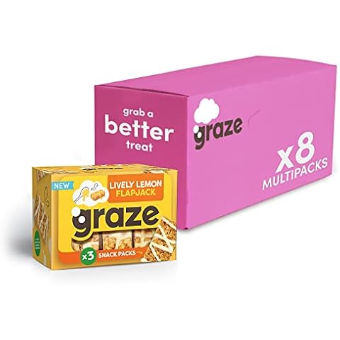 GRAZE Lively Lemon Flapjack - High in Fibre - Healthy Snacks - Sweet Hamper - Triple Pack - Total 24 Flapjack Trays Cover