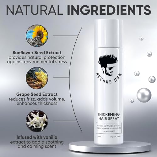 Image of Avenue Man Hair Thickening Spray for Men - Professional Volumizing & Strong Hold Texturizing Spray for Men - Humidity Resistant & Easy Rinse Formula - Long-Lasting Mens Hairspray Extra Hold - 8.5 oz