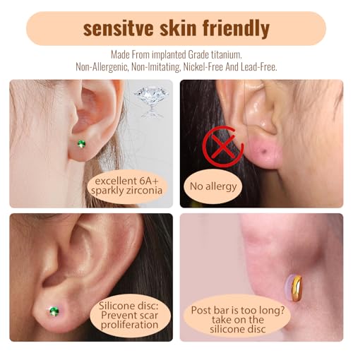 20G Flat Back Earrings Studs 18G Nose Rings 24K Gold Plating 3 Pairs Titanium Threadless 16G Cartilage Earrings for Women Men Tragus Conch Helix Medusa Lip Piercing Jewelry3