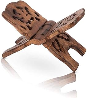 Beautiful Handmade Wooden Prayer Book Display Stand Holder Rehal for Religious Holy Books The Bible Quran Geeta Foldable Book Rest Traditional Living Room Home Decor Accents (12 (L) x 6 (W) Inches)