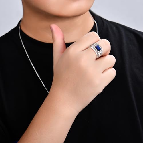 Ring for Men Wedding Promise 925 Sterling Silver Ring Men Square Cubic Zirconia Rings Diamond Jewelry Birthday Gifts for Him Husband3