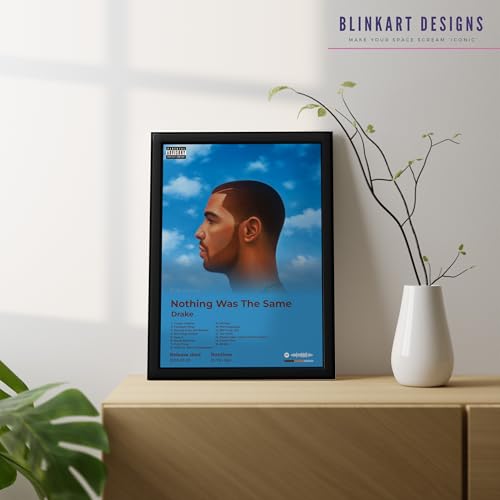 Image of BLINKART Drake - Nothing Was The Same Wall Photo Frames | Wall Art for Bedroom, Living Room, Studio or Office | Album Cover Print with Spotify Song Link QR Code | Gift for Fans - 8x12 In