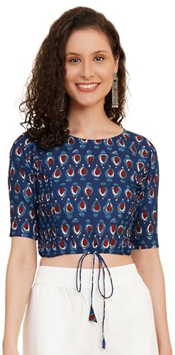 Image of Yash Gallery Women's Cotton Zig-Zag Printed Regular Regular Fit Short Sleeve Blouse