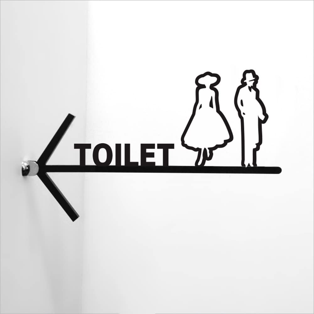 Señales de Flecha para Inodoro en 3D para Hombres y Mujeres, Tarjeta de Puerta de Inodoro de Lado a Lado, Logotipo de Inodoro de Doble Cara, señales de direc(Talla única H