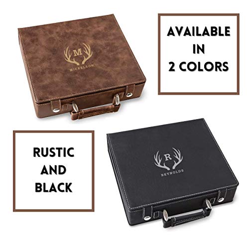 Poker Game Set With Personalized Case | Unique Holiday Christmas, Father's Day, Valentines Day, Birthday Gift For Him, Boyfriend, Dad, Husband (Black - Antlers Design) #TOP4