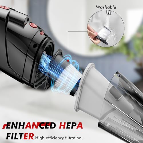 Image of Vacuum Cleaner for Car Use, 9500PA Cordless Vacuum Cleaner for Home Use Wet and Dry, 3 Powered Modes by 6000mAh Battery & 12V DC Car Port & USB Charging, Lightweight, LED Light, HEPA Filter