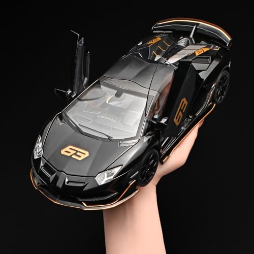 Carro de juguete a escala 1:18 con luz y sonido negro miniatura 5