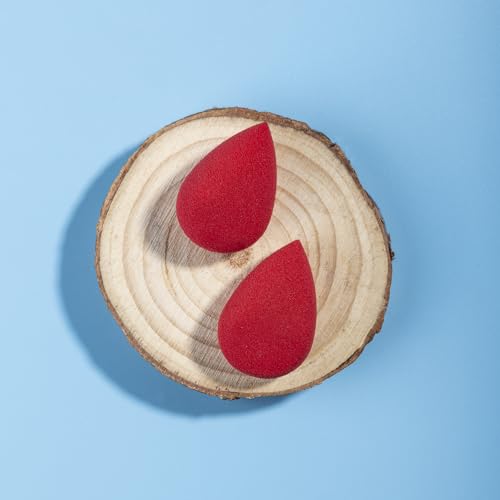Image of PAC Mini Sponge Set (2 Pc) | Beauty Blender Makeup Sponge (Small) | Soft Blender Sponge for Face Makeup - Liquid Foundation, Creams & Powders | For All Skin Types - Soft, Reusable & washable (Red)