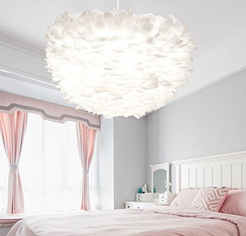 HAGDS Ceiling Chandelier Luxurious Feather Lampshade Chandelier Contemporary Ornate White Feather Chandelier And Crystal Pendant Featured Chandelier For Living Room Restaurant Bedroom XUAN