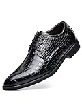 Men's Retro Crocodile Print Dress Shoes Modern Formal Business Oxford Casual Leather Shoes (Black, Adult, Men, 11, Numeric, US Footwear Size System, Medium)