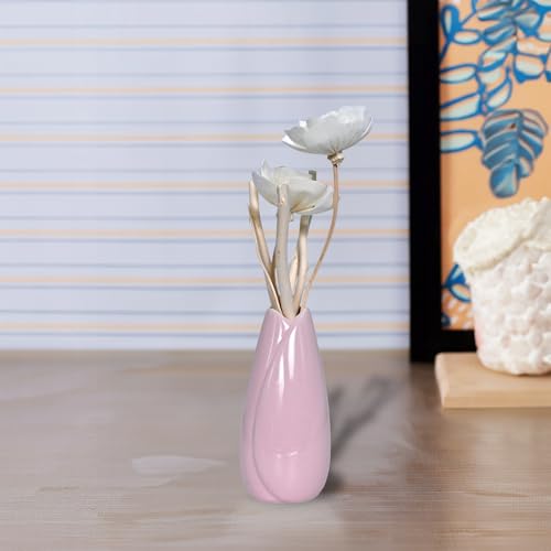 Image of Cortina Ceramic Flower Vase for Home Decor | Flower Vase for Dining Table | Nordic Modern Boho Style Decorative Ceramic Vase | Aesthetic Flower Vase for Office - 26X10 CM - Purple - 1 Pc