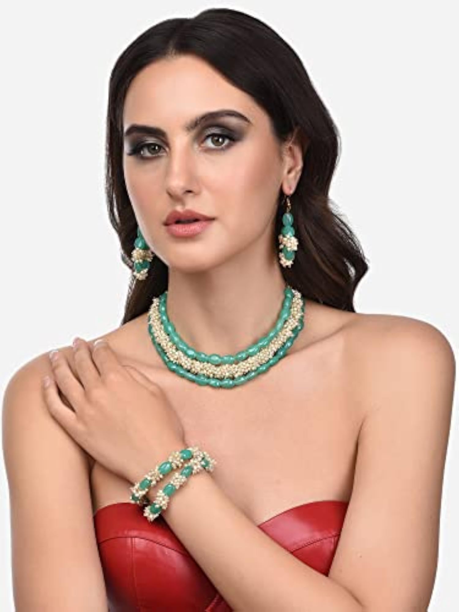 Beads & Cluster Strand Choker Set-ZPFK13762