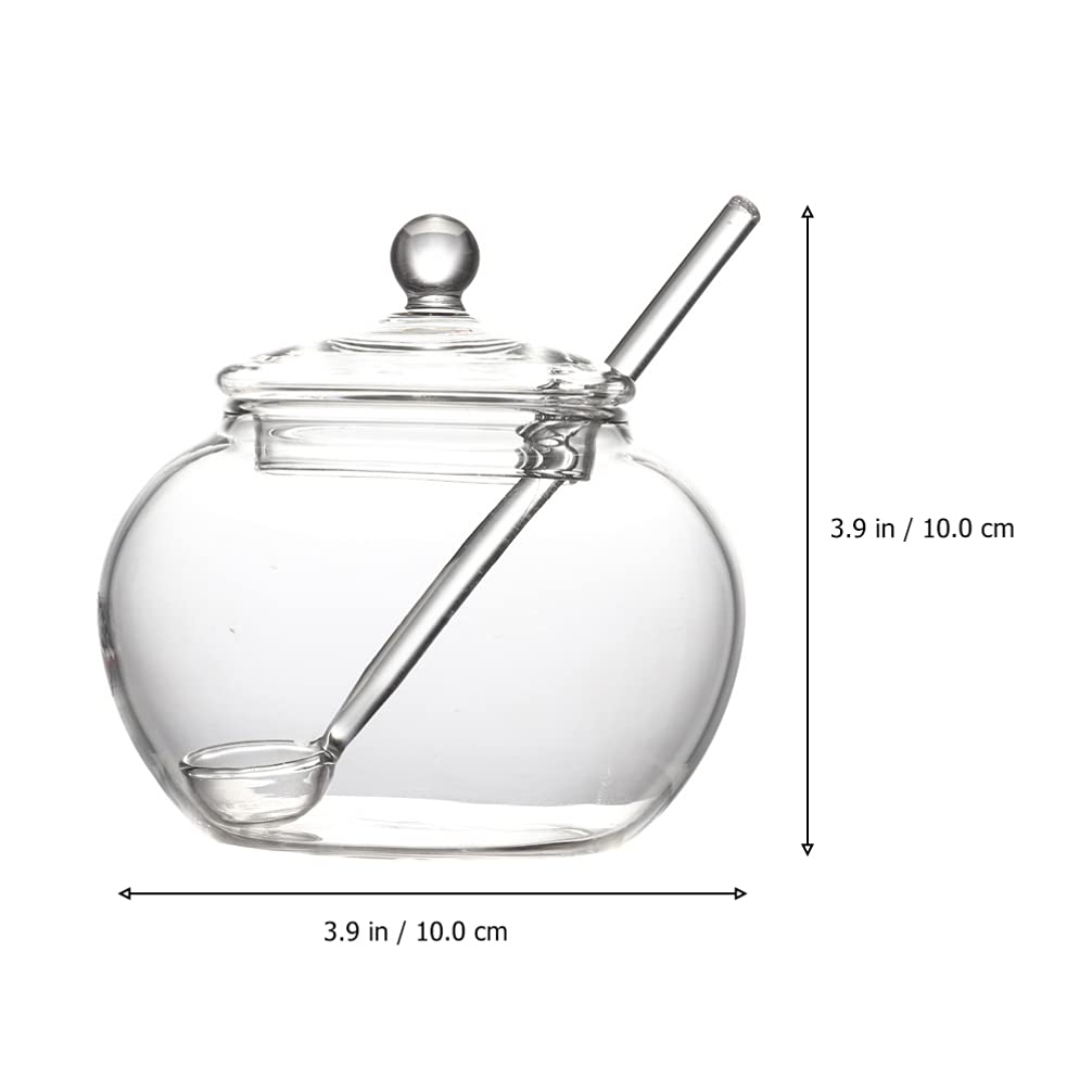 2 pezzi Vaso for miele con cucchiaino Sciroppo Zucchero Barattolo di vetro Cucina Miele Marmellata Contenitore for gelatina Spezie Caramelle Foglia di tè Vaso con coperchio/781