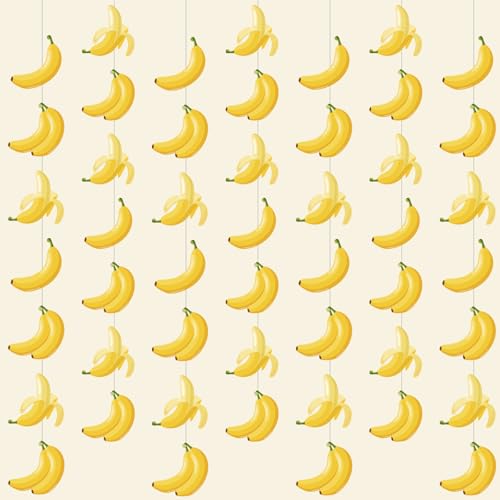 Humyoun 8 Pcs Banana Hanging party Decoration Banana Yellow Garland Banner Fruit Hanging Paper Cutouts Banner for Birthday Party Baby Showers Fruit Themed Decoration Supplies