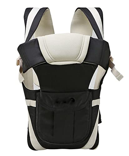 Image of Elementary Elegant Baby Carrier with 4 Carry Positions, Baby Carrier for 4 to 24 Months Baby, Adjustable New-Born to Toddler Carrier with Cushioned Leg Support, Max Weight Upto 15 kgs (Black)