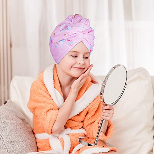 Image of FIOBEE Microfiber Hair Towel Wrap for Kid Girls Rapid Drying Hair Turbans | Absorbent & Soft Hair Wrap Towel, Easy Wear On With Button, For Girls Women Long Curly Hair, Turbie Twist Hair Towels