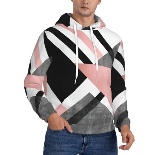 Sweat à capuche en polaire pour hommes avec imprimé triangle abstrait et manches longues