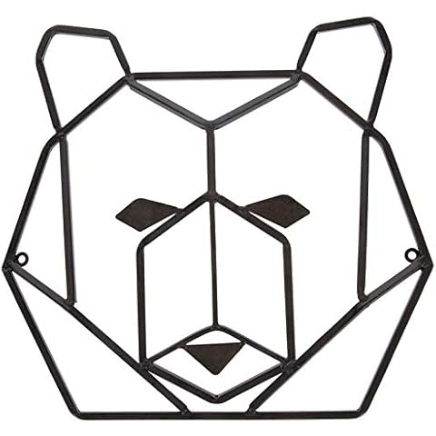 Everydecor Rustic Geometric Bear Head Metal Wall Art Decor for Home Office Kitchen Living Room Bedroom Farmhouse Indoor Outdoor Bear Sign Decoration Cover