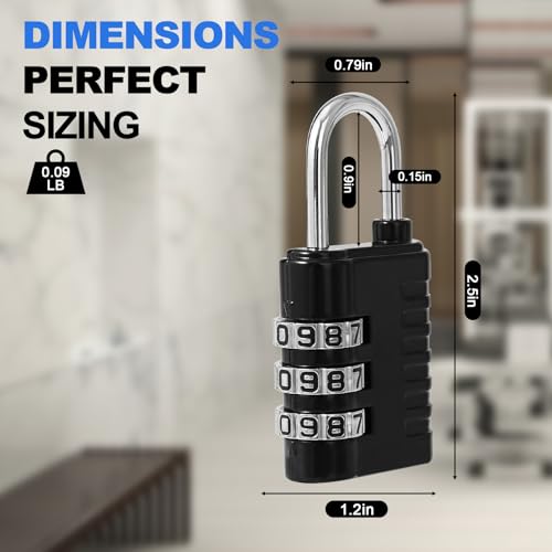 DELSWIN Combination Lock 3-Digit Small Padlock - 8Pcs Resettable Combo Lock for School Gym Locker, Outdoor, Fence, Gate, Waterproof Luggage Locks for Travel Backpack by DELSWIN - Image 6