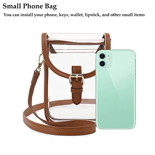 Image of FAIME Small Clear Bag Stadium Approved, Clear Crossbody Cell Phone Purses Bag with Adjustable Strap for Concerts