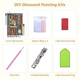 Jawecci Bookshelf Diamond Painting Kits, 5D DIY Diamond Painting Kitty Kits for Adults Beginners, Full Drill Round Diamond Art Painting Dots Craft Set Gifts 30X40cm - Image 7