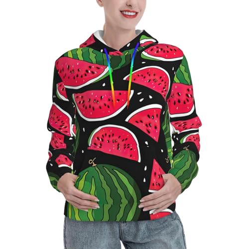 Sweat doux pastèque femme avec pull à capuche extensible et poche style urbain
