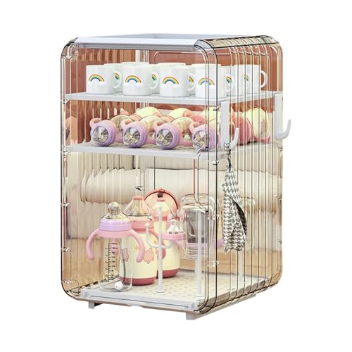 Organizador de cubiertos para niños - Puerta de almacenamiento de utensilios de cocina compacta, soporte para cubiertos de plástico duradero | Soporte vertical para tazas a prueba de polvo con tapa