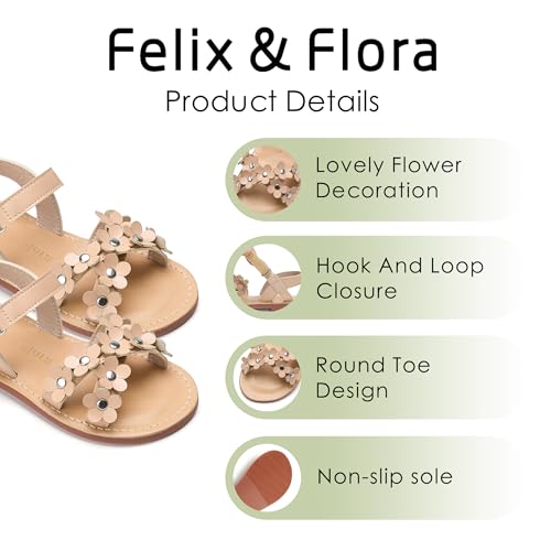 Image of Felix & Flora Toddler Girl Sandals -Flower Girl Dress Shoes Open Toe Little Kid Flats