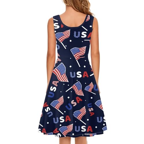 Image of Women Stylish Tank Dresses Sleeveless Round Neck Midi Casual Dress with Pocket for Summer
