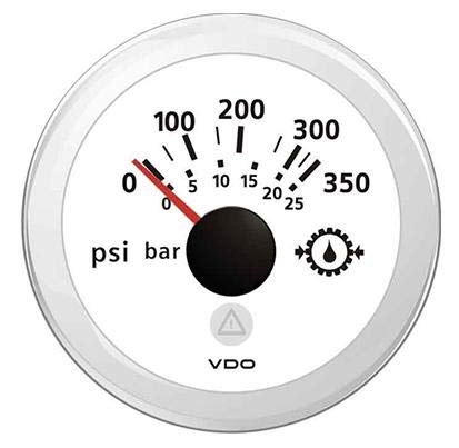 VDO - Indicador de presión de aceite, 0-25 bar, 350 PSI, color negro