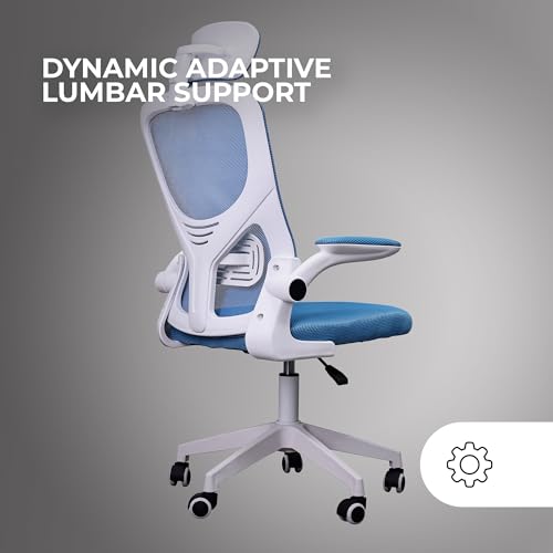 MGC-ERGOPLUS, Sedia Ergonomica Professionale, Supporto Lombare Dinamico Adattabile, Rete Traspirante, Altezza Regolabile 115 e 125cm, Braccioli Pieghevoli, Poggiatesta Regolabile, Blu - Sedia gaming - Immagine 4