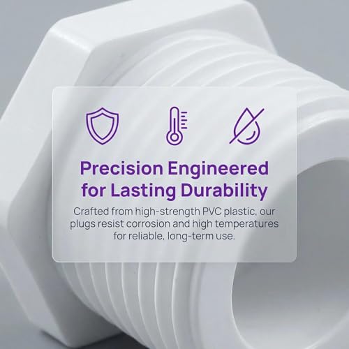 Image of Water Heater Drain Plug with Tape 1 /2 Inch for RV Camper and Atwood Water Heaters 11630 91857 White Plastic 8 Pcs