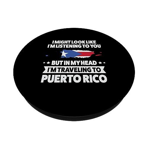 in my head I'm traveling to puerto rico Puerto rico PopSockets Swappable PopGrip, Black - Image 2
