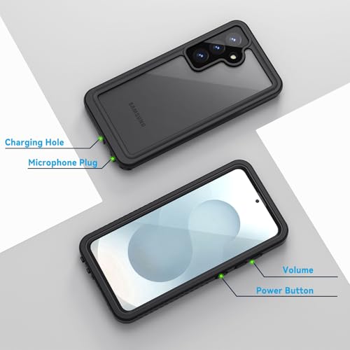 Image of Lanhiem for Samsung Galaxy S25+ Plus Case, IP68 Waterproof Dustproof Case with Built-in Screen Protector, Rugged Full Body Shockproof Protective Cover for Galaxy S25 Plus 6.7 Inch, Black /Clear