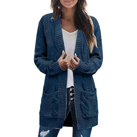 Cardigan Sweaters for Women Oversized Chunky Cardigan Sweaters Trendy Cable Knit Sweater Coat Soft Long Sleeve Open Front Cardigan with Pockets Comfy Winter Coat Womens Outerwear Cover
