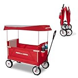 Radio Flyer 3-in-1 All Terrain Off-Road EZ Folding Kids Wagon with Canopy, Red
