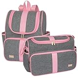 Kit 02 Peças Bolsa Maternidade Bebê Mochila Maternidade Menina Menino Luxo Impermeável (Cinza C/Rosa)