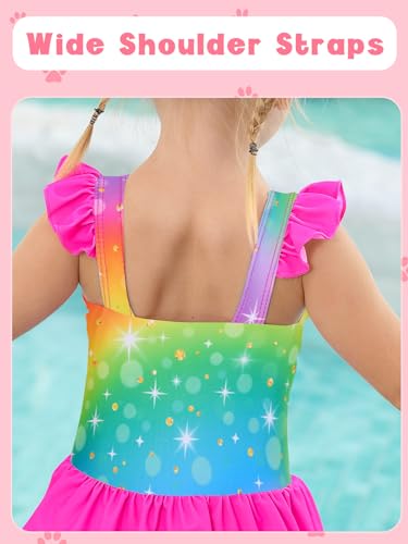 Image of Toddler Girls One Piece Ruffle Swimsuit Mermaid Bathing Suit 2-7Y