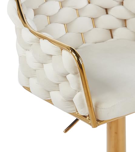 Image of Creative Modern Counter Height Stool with Padded Seat, Swivel & Footrest | Elegant Bar Chair for Kitchen, Dining & Home Bar (Pack of 1) (White)