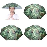 Generic 3 Pack Umbrella Hat, Sports Head Umbrella Hats for Adult Women, 26'' Diameter Folding Waterproof Rainbow Fishing Headwear for Outdoor Party Beach Hiking, Camouflage