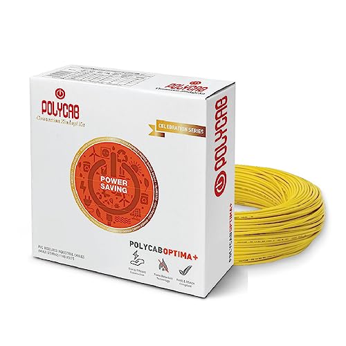 Image of Polycab OPTIMA+ 0.75sqmm 90M coil | Flame Retardant | Lead free | 99.97% high purity copper | Rodent protection | PVC insulated housewire [Yellow]