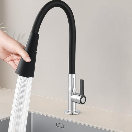 Torneira Cozinha Gourmet De Bancada Inox Flexível Black Bica Móve...